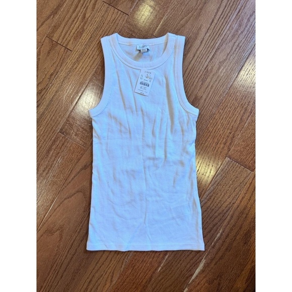 NWT J. Crew BG877 White Sleeveless Crew Neck Ribbed Tank Top Extra Small - Picture 1 of 3